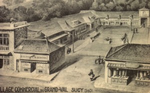 carte postale représentant le "centre commercial" de la ferme du Grand-Val vers 1965